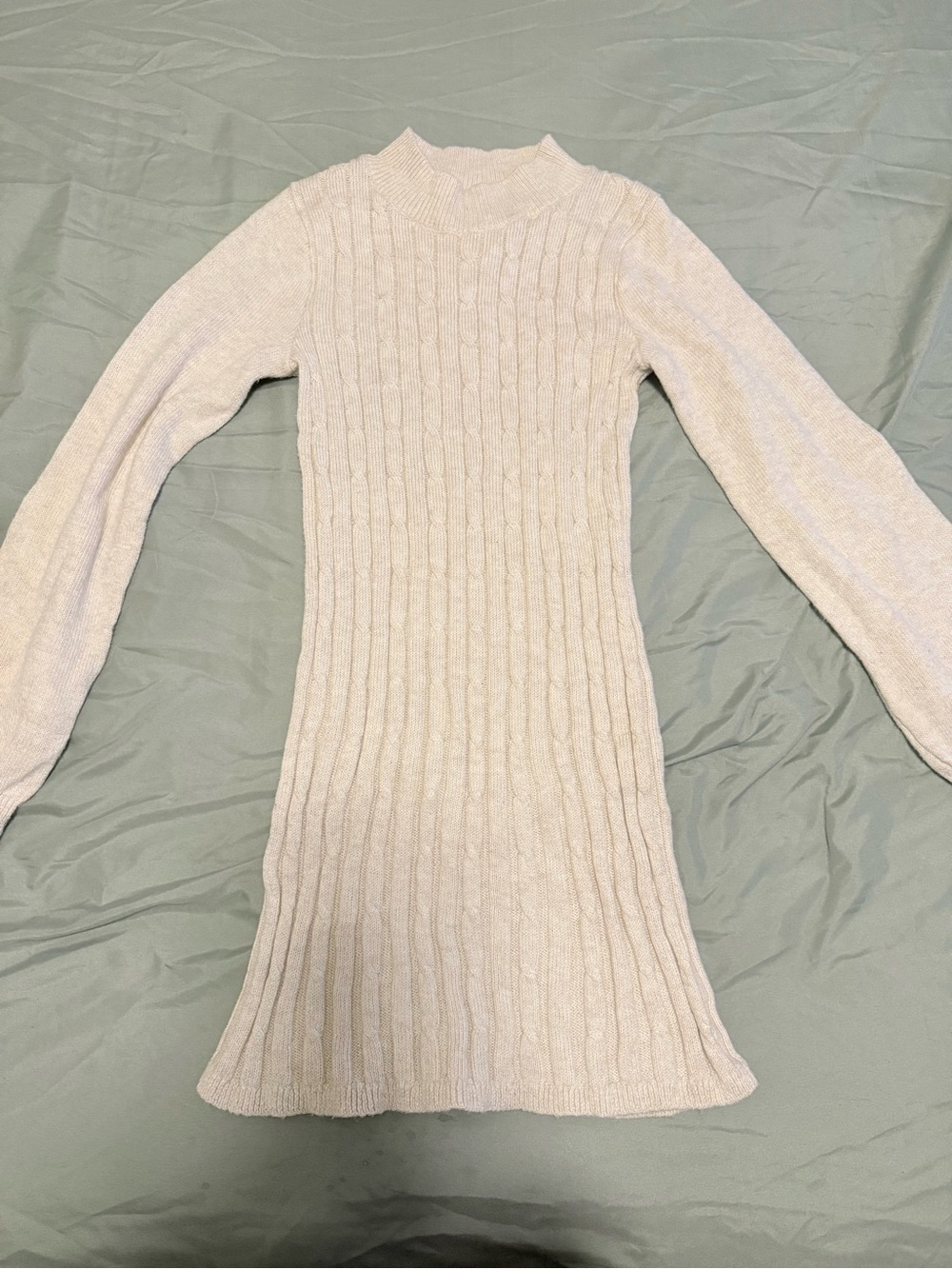 abercrombie kids Cream Ribbed Mock Neck Sweater Dress